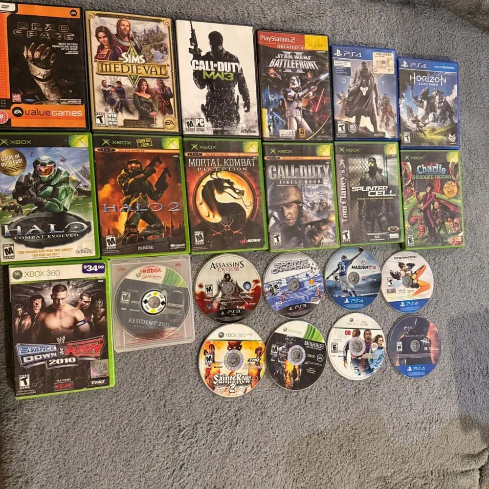 Video Game Lot PS4 PS3 Xbox 360 Original Xbox PC + FREE Blu-Ray DVDs